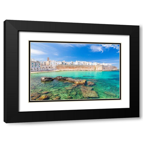 Italy-Apulia-Metropolitan City of Bari-Monopoli Porta Vecchia (Old Port) Black Modern Wood Framed Art Print with Double Matting by Wilson, Emily