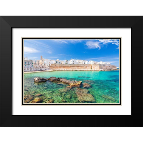 Italy-Apulia-Metropolitan City of Bari-Monopoli Porta Vecchia (Old Port) Black Modern Wood Framed Art Print with Double Matting by Wilson, Emily