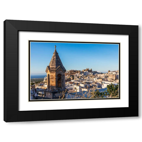Italy-Apulia-Province of Brindisi-Ostuni View over the town with unidentified church bell tower Black Modern Wood Framed Art Print with Double Matting by Wilson, Emily