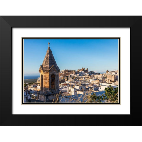 Italy-Apulia-Province of Brindisi-Ostuni View over the town with unidentified church bell tower Black Modern Wood Framed Art Print with Double Matting by Wilson, Emily
