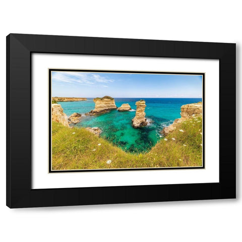 Italy-Apulia-Province of Lecce-Melendugno The Faraglioni of Torre SantAndrea Black Modern Wood Framed Art Print with Double Matting by Wilson, Emily