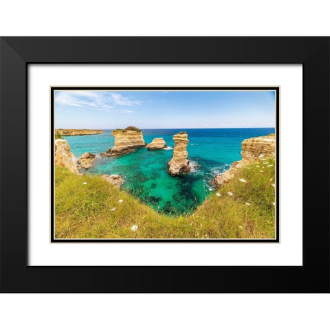 Italy-Apulia-Province of Lecce-Melendugno The Faraglioni of Torre SantAndrea Black Modern Wood Framed Art Print with Double Matting by Wilson, Emily