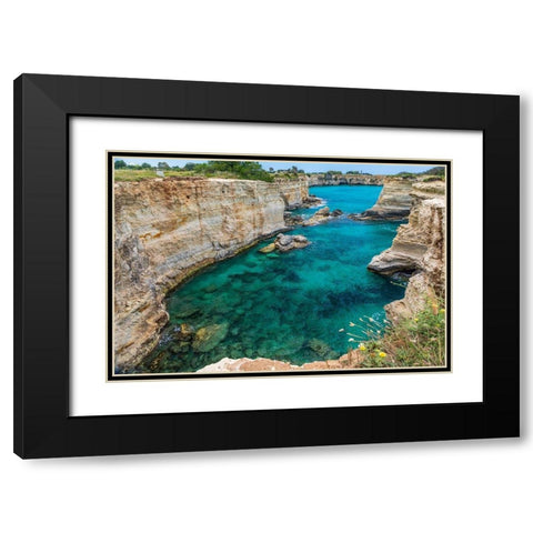 Italy-Apulia-Province of Lecce-Melendugno The Faraglioni of Torre SantAndrea Black Modern Wood Framed Art Print with Double Matting by Wilson, Emily