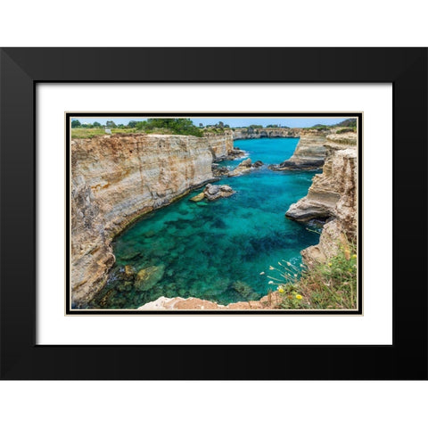 Italy-Apulia-Province of Lecce-Melendugno The Faraglioni of Torre SantAndrea Black Modern Wood Framed Art Print with Double Matting by Wilson, Emily
