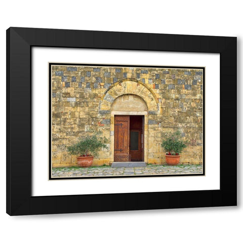Italy-Chianti The Romanesque church of Santa Maria Assunta in the hillside town of Monteriggioni Black Modern Wood Framed Art Print with Double Matting by Eggers, Julie