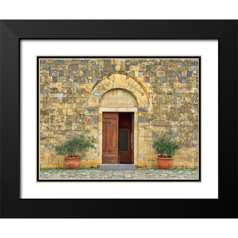 Italy-Chianti The Romanesque church of Santa Maria Assunta in the hillside town of Monteriggioni Black Modern Wood Framed Art Print with Double Matting by Eggers, Julie