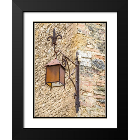 Italy-Chianti Lamppost on the corner in the town of San Gimignano Black Modern Wood Framed Art Print with Double Matting by Eggers, Julie