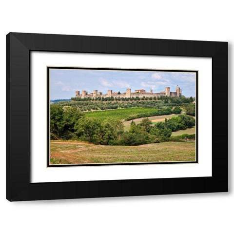 Italy-Tuscany-Monteriggioni Ancient walled hill town Black Modern Wood Framed Art Print with Double Matting by Eggers, Julie