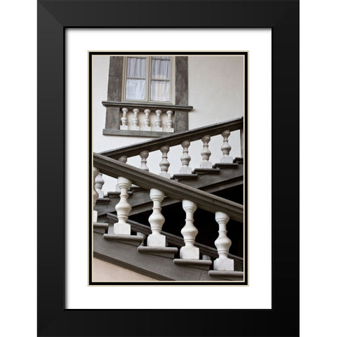 Italy-Tuscany-Lucca Stairs in the Pfanner Palace and gardens Black Modern Wood Framed Art Print with Double Matting by Eggers, Julie