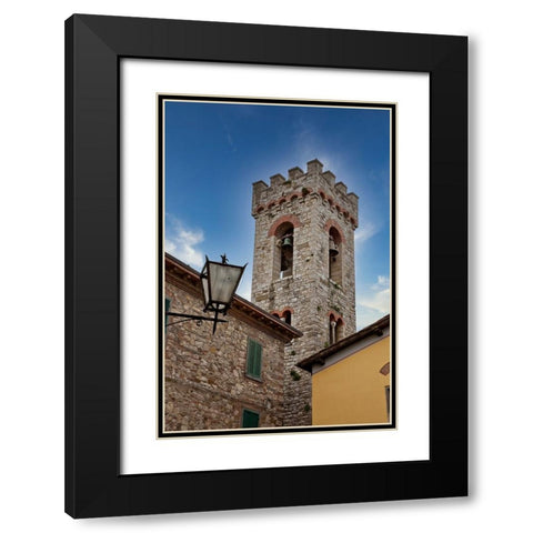 Italy-Radda in Chianti Bell tower of Saint Niccolo church in Radda in Chianti Black Modern Wood Framed Art Print with Double Matting by Eggers, Julie