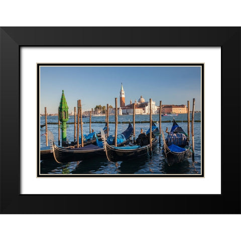 Italy-Venice View of gondolas in front of Piazza San Marco (St Marks Square) Black Modern Wood Framed Art Print with Double Matting by Eggers, Julie