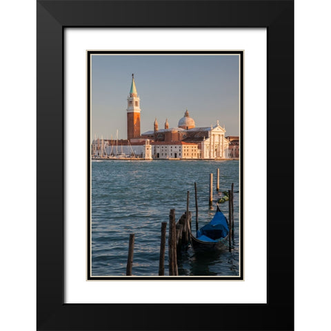 Italy-Venice View of gondolas in front of Piazza San Marco (St Marks Square) Black Modern Wood Framed Art Print with Double Matting by Eggers, Julie