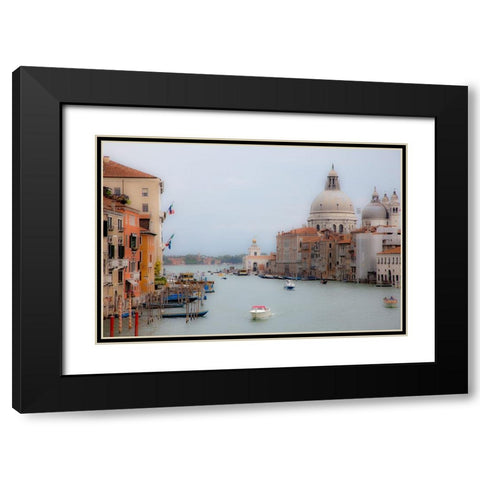 Italy-Venice Buildings along the Grand Canal with Santa Maria della Salute beyond Black Modern Wood Framed Art Print with Double Matting by Eggers, Julie