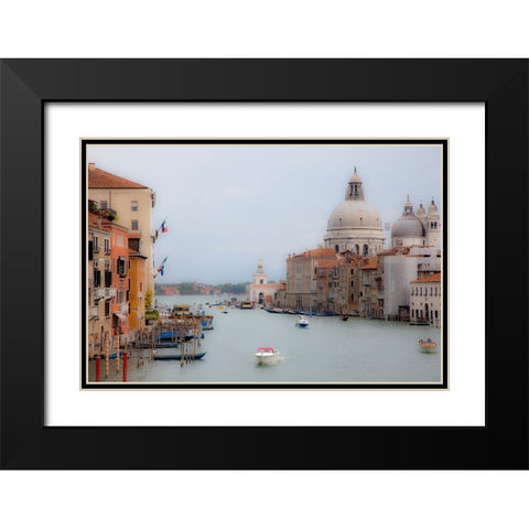 Italy-Venice Buildings along the Grand Canal with Santa Maria della Salute beyond Black Modern Wood Framed Art Print with Double Matting by Eggers, Julie