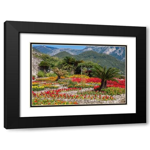 Italy-Ravello Flower garden of Villa Rufolo over looking the Amalfi Coast and the Gulf of Salerno Black Modern Wood Framed Art Print with Double Matting by Eggers, Julie
