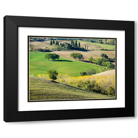 Italy-Tuscany Tuscan landscape Black Modern Wood Framed Art Print with Double Matting by Eggers, Julie