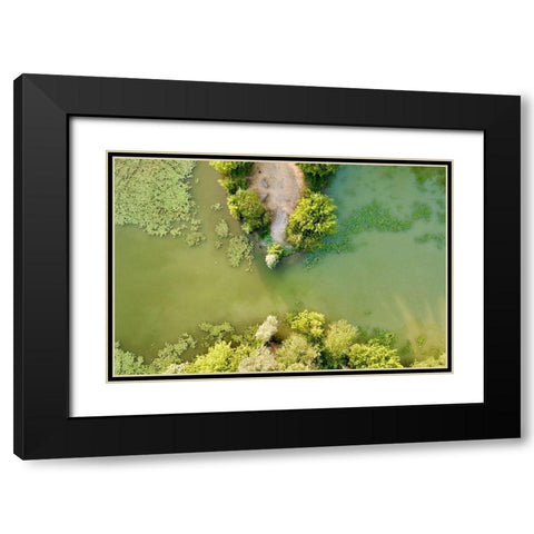 Italy-Mantua-Mantua Lake aerial view, Black Modern Wood Framed Art Print with Double Matting by Molinari, Michele