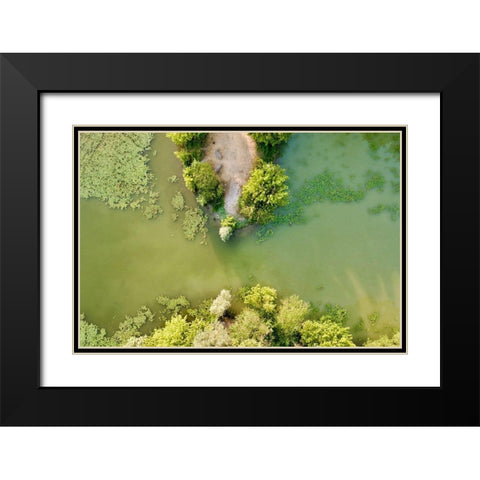 Italy-Mantua-Mantua Lake aerial view, Black Modern Wood Framed Art Print with Double Matting by Molinari, Michele
