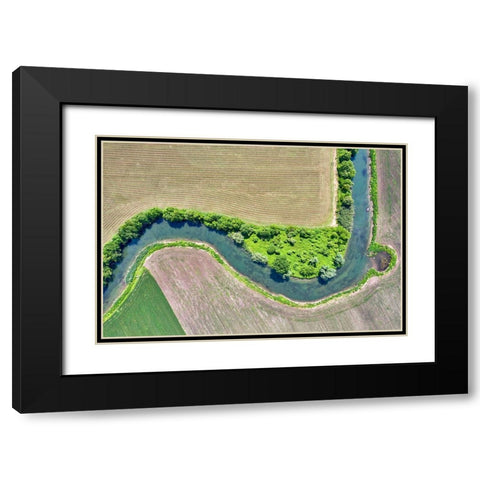 Italy-Mantua-river Mincio Natural Park-fields and Mincio river Black Modern Wood Framed Art Print with Double Matting by Molinari, Michele