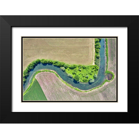 Italy-Mantua-river Mincio Natural Park-fields and Mincio river Black Modern Wood Framed Art Print with Double Matting by Molinari, Michele