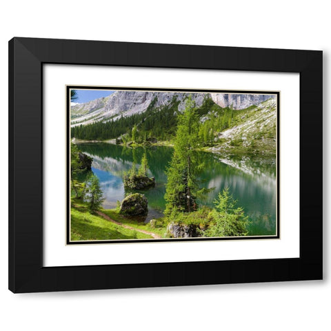 Lago de Federa at Croda da Lago in the Dolomites of the Veneto near Cortina dAmpezzo  Black Modern Wood Framed Art Print with Double Matting by Zwick, Martin