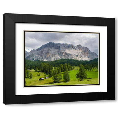 Mountain range Kreuzkofel-Sasso Santa Croce in the nature park Fanes Sennes Prags Black Modern Wood Framed Art Print with Double Matting by Zwick, Martin