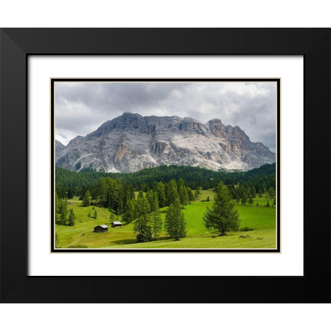 Mountain range Kreuzkofel-Sasso Santa Croce in the nature park Fanes Sennes Prags Black Modern Wood Framed Art Print with Double Matting by Zwick, Martin
