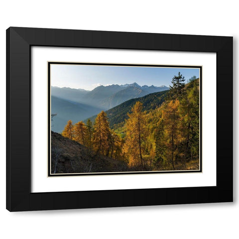 Peaks of Presanella mountain range above Val Rendena-seen from Brenta mountain range Italy Black Modern Wood Framed Art Print with Double Matting by Zwick, Martin