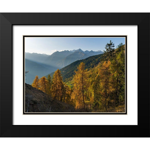 Peaks of Presanella mountain range above Val Rendena-seen from Brenta mountain range Italy Black Modern Wood Framed Art Print with Double Matting by Zwick, Martin