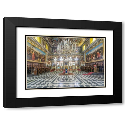 Italy-Trieste-Greek Orthodox Church Interior Black Modern Wood Framed Art Print with Double Matting by Tilley, Rob