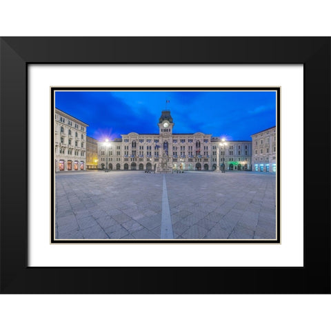 Italy-Trieste-Piazza Unita dItalia at dawn Black Modern Wood Framed Art Print with Double Matting by Tilley, Rob