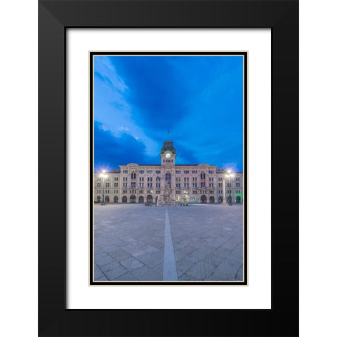 Italy-Trieste-Piazza Unita dItalia at dawn Black Modern Wood Framed Art Print with Double Matting by Tilley, Rob