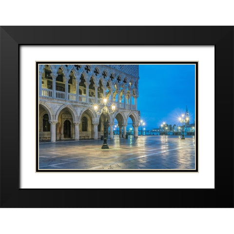 Italy-Venice Doges Palace at dawn Black Modern Wood Framed Art Print with Double Matting by Tilley, Rob