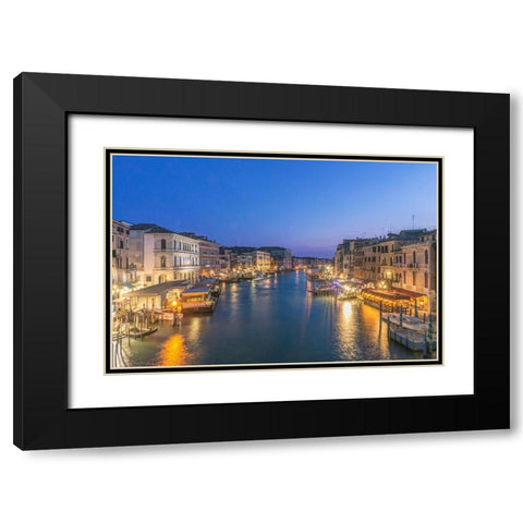 Italy-Venice Grand Canal at Twilight from Rialto Bridge Black Modern Wood Framed Art Print with Double Matting by Tilley, Rob