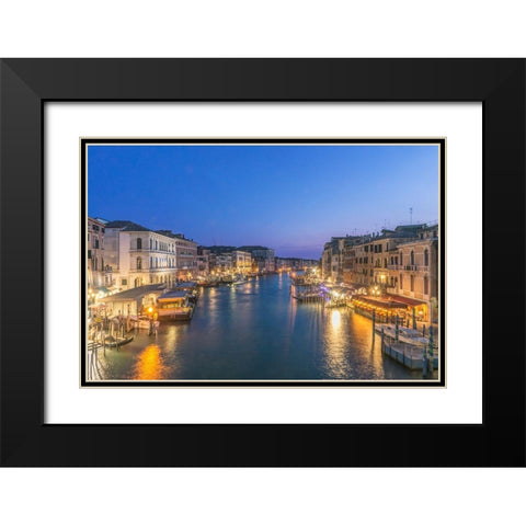 Italy-Venice Grand Canal at Twilight from Rialto Bridge Black Modern Wood Framed Art Print with Double Matting by Tilley, Rob