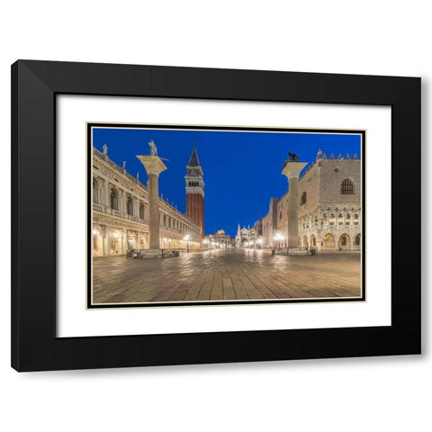 Italy-Venice San Marco Piazza at dawn Black Modern Wood Framed Art Print with Double Matting by Tilley, Rob