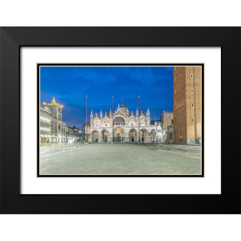 Italy-Venice St Marks Basilica built in the 11th century at dawn Black Modern Wood Framed Art Print with Double Matting by Tilley, Rob