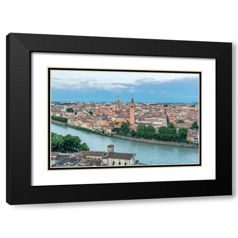 Italy-Verona Looking Down on the city from Castello San Pietro Black Modern Wood Framed Art Print with Double Matting by Tilley, Rob