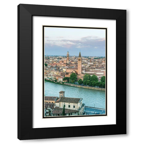Italy-Verona Looking Down on the city from Castello San Pietro Black Modern Wood Framed Art Print with Double Matting by Tilley, Rob