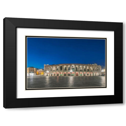 Italy-Verona Piazza Bro dawn Black Modern Wood Framed Art Print with Double Matting by Tilley, Rob