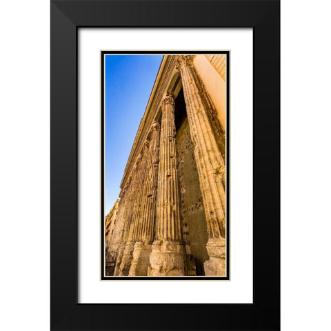 Temple of Hadrian Columns Colonnade Now Stock Exchange-Rome-Italy Temple built 145 AD Black Modern Wood Framed Art Print with Double Matting by Perry, William