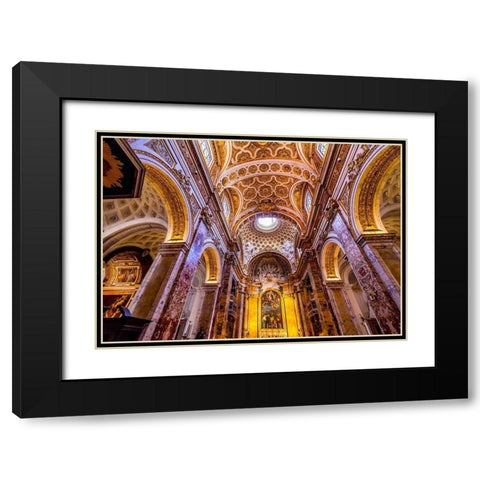 Tall Arches Nave Saint Louis of French Basilica Church-Rome-Italy  Black Modern Wood Framed Art Print with Double Matting by Perry, William