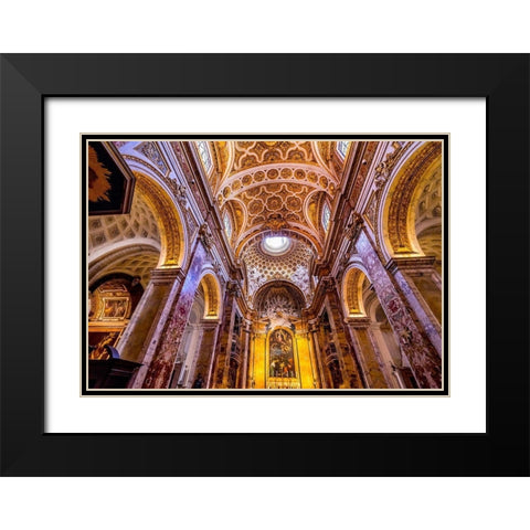 Tall Arches Nave Saint Louis of French Basilica Church-Rome-Italy  Black Modern Wood Framed Art Print with Double Matting by Perry, William