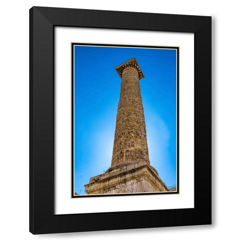 Emperor Marcus Aurelius Column-Rome-Italy Column erected in 193 AD Black Modern Wood Framed Art Print with Double Matting by Perry, William