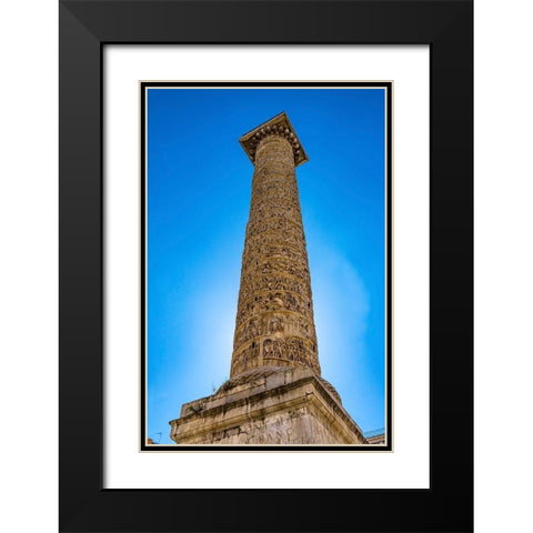 Emperor Marcus Aurelius Column-Rome-Italy Column erected in 193 AD Black Modern Wood Framed Art Print with Double Matting by Perry, William