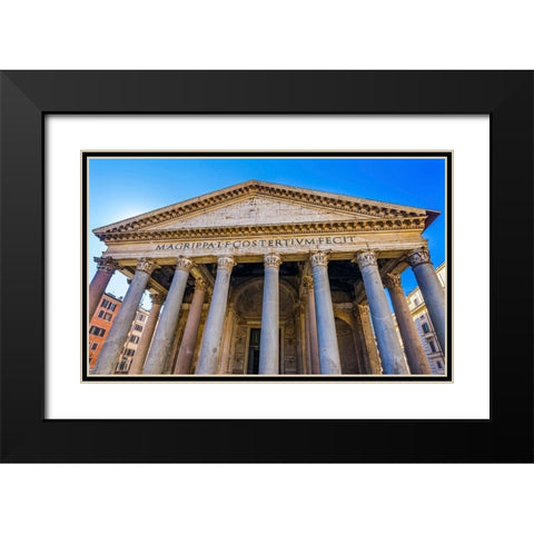 Roman Columns Pantheon-Rome-Italy Rebuilt by Hadrian in 118 to 125 AD Black Modern Wood Framed Art Print with Double Matting by Perry, William
