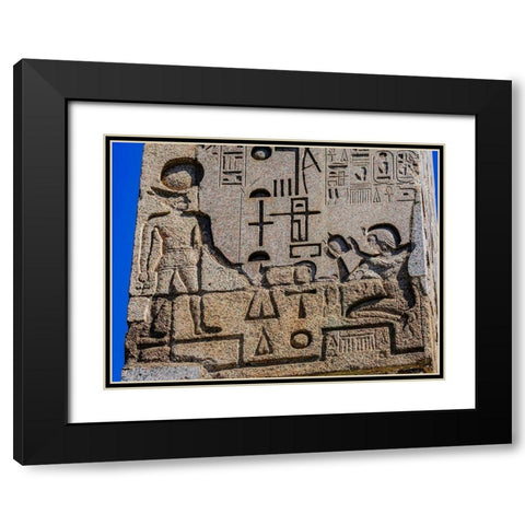 Egyptian Figures Hieroglyphics Obelisk Piazza Popolo-Rome-Italy Black Modern Wood Framed Art Print with Double Matting by Perry, William
