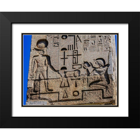 Egyptian Figures Hieroglyphics Obelisk Piazza Popolo-Rome-Italy Black Modern Wood Framed Art Print with Double Matting by Perry, William