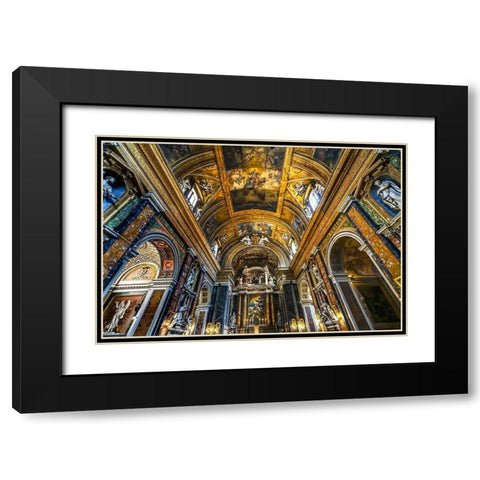Altar Statues frescoes-Basilica Jesus and Mary Gesu e Maria Church-Rome-Italy Black Modern Wood Framed Art Print with Double Matting by Perry, William
