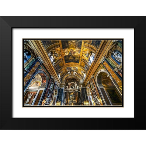 Altar Statues frescoes-Basilica Jesus and Mary Gesu e Maria Church-Rome-Italy Black Modern Wood Framed Art Print with Double Matting by Perry, William